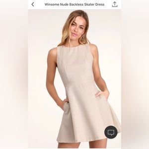 Lulus Winsome Nude Backless Skater Mini Dress